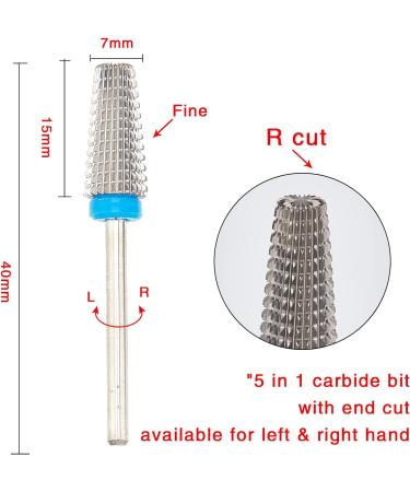 NICENEEDED Tungsten Nail Carbide 5 in 1 Bit Two Way Rotate use for Both Left and Right Handed 3/32 Inch Professional Nail Drill Bits for Fast Remove Acrylic or Hard Gel(Silver Medium) Style 2 - Buy Online on SooperMarket.com