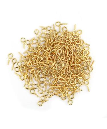 Pack of 200 Mini Eye Pins Hooks Eyelets Screw Hooks Threaded Bails Findings for Jewelry Pendant Making(Gold)