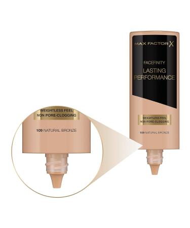 Max Factor Lasting Performance Foundation Natural Bronze 109 - Long-Lasting Weightless Liquid Makeup 35 ml | Perfect Primer for Flawless Skin - Buy Online on SooperMarket.com