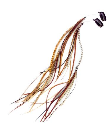 Feather Hair Clips  Long Hippie Boho Indian Accessories  Real Clip on Feather Extensions (Naturals)
