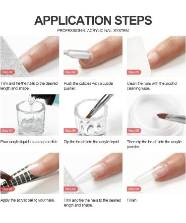 PEACECOLOR Acrylic Nail Kit 8G 2PC Clear Pink Acrylic Powder Set Acrylic System for Beginners DIY Nail Art Nails Extension No Nail Lamp Needed Professional Multicolor for Home DIY Nail Art color 166 - Buy Online on SooperMarket.com
