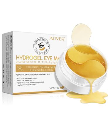 SBHEANGBA 24K Gold Under Eye Mask 30 Pairs Eye Care Gel Pads Under Eye Patches for Dark Circles Anti Wrinkle Treatment Puffy Eyes Dry & Fine Lines Helps eyes Hydrating & Soothing Skin Care 170.0 gram Yellow