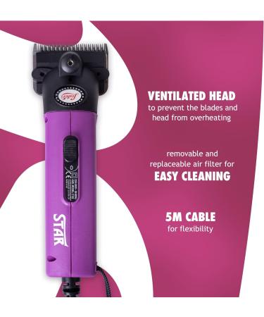 Limited Edition Purple Lister Star Horse Clipper | Professional Clippers for Horses & Cattle | Lightweight with Low Vibration | 5m Cord | Medium Duty Clipping - Buy Online on SooperMarket.com