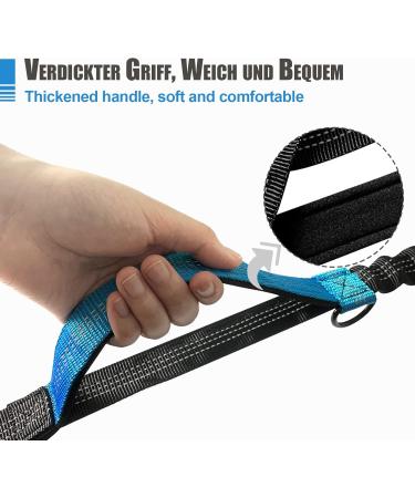 Snocyo Jogging Leash for Dogs | Elastic & Reflective Leash for Medium & Large Dogs | Double Handle & Waist Belt | Black & Blue - Buy Online on SooperMarket.com