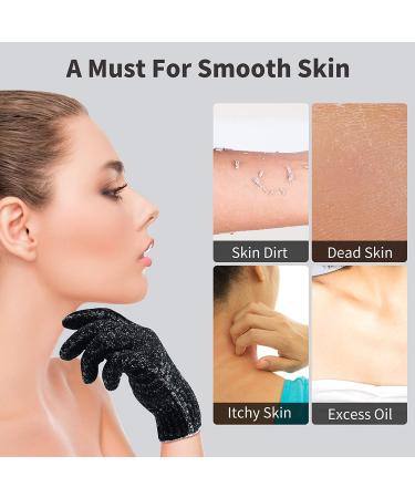 Exfoliating Shower Gloves - 4 Pairs (8 Pcs) Premium Body Scrubber for Spa, Massage & Dead Skin Removal - Deep Cleaning Black - Buy Online on SooperMarket.com