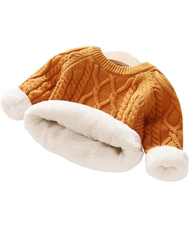 De feuilles Toddler Unisex Cable Knit Pullover Sweater with Warm Lining - Yellow (18-24 Months) - Buy Online on SooperMarket.com