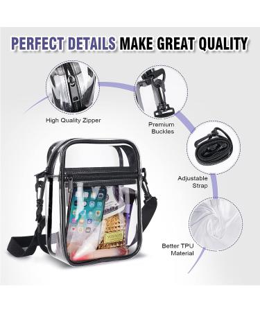Youshuo Clear Stadium Bag - TPU Clear Purse with Front Pocket for Concerts & Sports, Black - Buy Online on SooperMarket.com