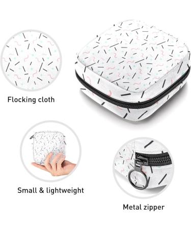 Memphis Line Pattern Sanitary Napkin Storage Bag | Portable Period Bag for Women & Teens - Multi-colored | 1Pcs - Buy Online on SooperMarket.com