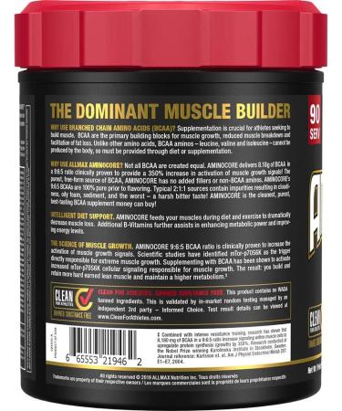 ALLMAX Nutrition - Aminocore BCAA - 8g BCAAs - 100% Pure Branch Chained Amino Acids - Gluten Free - White Grape - 945 Gram White Grape 90 Servings (Pack of 1) 8g Bcaas - Buy Online on SooperMarket.com