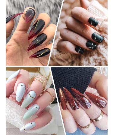EBANKU 12 Sheets Metallic Nail Stickers - Self-Adhesive 3D Wave Design for DIY Nail Decoration - Buy Online on SooperMarket.com
