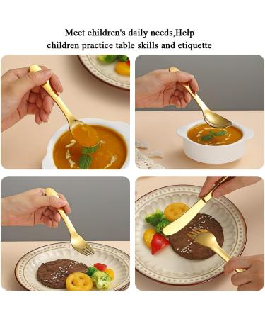 Evanda Gold Toddler Utensils Gold Titanium Coated 4 Pieces Stainless Steel Toddler Silverware Set Kids Utensils Forks and Spoons Mirror Polished Smooth Round Tableware and Dishwasher Safe 2.gold - Buy Online on SooperMarket.com