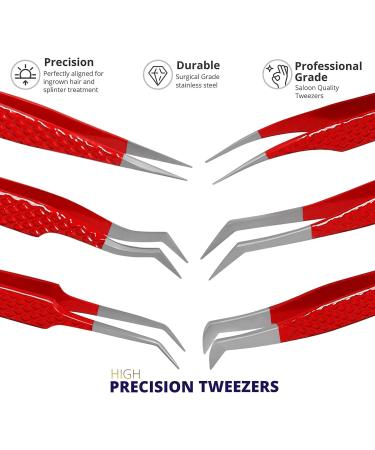 Silakor 6-Piece Stainless Steel Eyelash Extension Tweezers Set for Volume and Classic Lashes (Red) - Buy Online on SooperMarket.com