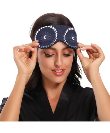 Haskirky Light Blocking Eye Mask - Adjustable Unisex Travel Mask for Deep Sleep and Meditation - Breathable & Comfortable - Moon Phases Design - Buy Online on SooperMarket.com