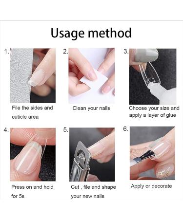 240PCS Medium Square Gel Nail Tips Set - Pre-Buffed Artificial Nails Kit - Buy Online on SooperMarket.com