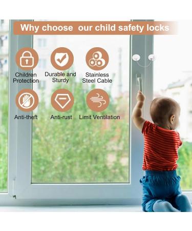 Sunallwell Window Safety Locks - Pack of 4 Childproof Window Restrictors with Key for UPVC, Fridge, Cupboard - No Drilling Required - Buy Online on SooperMarket.com