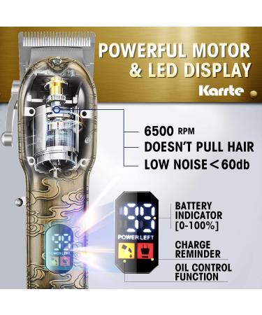 Karrte Professional Hair Clippers Set - Cordless Hair Trimmer for Men | T-Blade Beard Grooming Kit with Adjustable LED Display - Zero Gapped Bronze Finish - Buy Online on SooperMarket.com