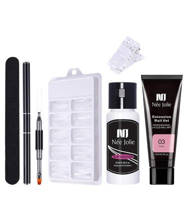 Nail shape set nail extension Acrylic nail tips with dual-ended nail brush and nail tip clip nail file for polygel nails for fast nail extension unit size # 02