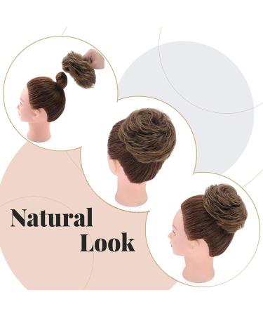 Thick Synthetic Hair Bun Extensions - Messy Hair Scrunchies for Women - Medium Brown to Coffee Brown (45g) - Light Brown Updo Ponytail Hairpiece - Buy Online on SooperMarket.com