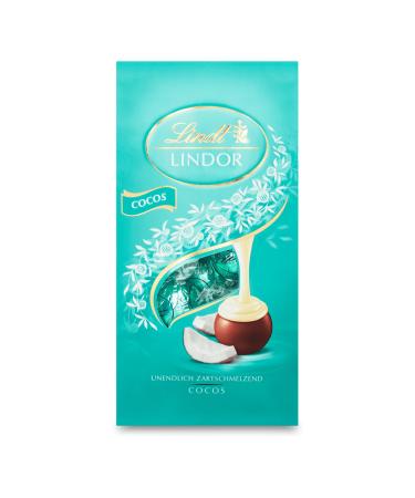 Lindt chocolate lindor balls cocos |136g bag |approx. 10 balls whole milk chocolate with a delicate melting coconut filling |Praline gift |Chocolate gift cocos 1 piece (1 Pack)