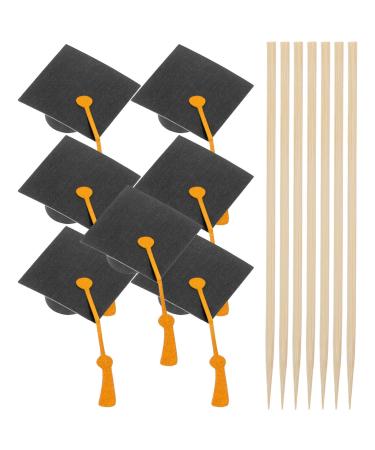Warmhm 7pcs Graduation Cap Cake Toppers 2024 Graduation Cupcake Toppers Dessert Picks Appetizer Picks Congrats Grad Cake Topper for 2024 Graduation Celebration Party