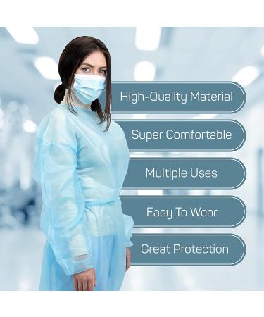  50-Pack Disposable Isolation Gown FDA Registered AAMI Level 1 PP & PE 30g Fully Closed Double Tie Back Elastic Cuffs Fluid Resistant Unisex (50) - Buy Online on SooperMarket.com