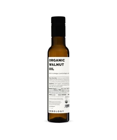 100% Organic Walnut Oil 8.5 fl oz - Cold-Pressed - Rich in Omega-3 - Supports Cognitive Health - Straight from Farm - Non GMO - No Additives or Preservatives - Recyclable Glass Bottle