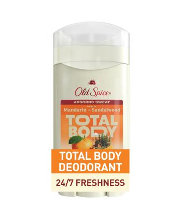 Old Spice Whole Body Deodorant for Men Total Body Deodorant Mandarin + Sandalwood Aluminum Free Deodorant Stick for 24/7 Freshness // Dermatologist Tested Whole Body Deodorant 3.0 oz