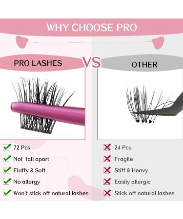 DIY Cluster Lashes 72 Pcs | D-16mm Thin Band Individual Eyelash Extensions | Easy to Apply at Home | First Glance - Buy Online on SooperMarket.com