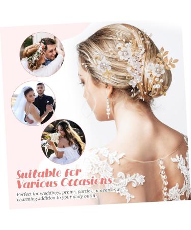 PLAFOPE 1 Set Comb Set Bride Side Combs Hair Decorations U Shaped Hair Pins Rhinestones Wedding Side Comb Wedding Hair Pins Wedding Veil Combs Flower Bridal Combs Hair Flowers Pearl White - Buy Online on SooperMarket.com