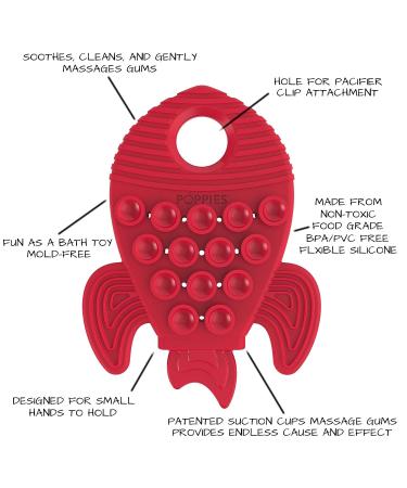 POPPIES Smiley The Star and RED The Rocket Bundle - Silicone Sensory Toy for Infants - BPA-Free Teether and Bath Toy with Suction Cups and Textures - Buy Online on SooperMarket.com