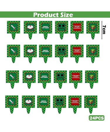 40 Pieces Pixel Cake Toppers - Video Game Muffin & Cake Decorations for Young Girls' Birthday Parties - Green Pixel Tortendeko - Buy Online on SooperMarket.com