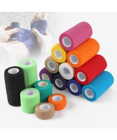 Efuturime 16 Self-adhesive bandage 10cm | 5cm | 2.5cm 4.5m self-adhering elastic bandage colorful fixing bandage self-detecting medically for sports wrist knees finger dog pet model L 16PCS-L