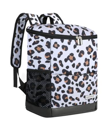 Wolka Backpack Cooler 35 Cans,Small Backpack Coolers Insulated Leak Proof,Lightweight Soft Sided Waterproof Cooler Backpack for Beach Camping Hiking Picnic,Lunch Backpack for Man and Women Gift Snow Leopard