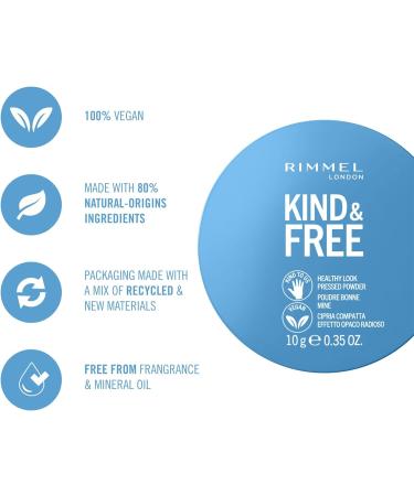 Rimmel Kind + Free Natural Finish Pressed Powder Light 020 | Vegan Formula | Oil-Free Formula - Buy Online on SooperMarket.com