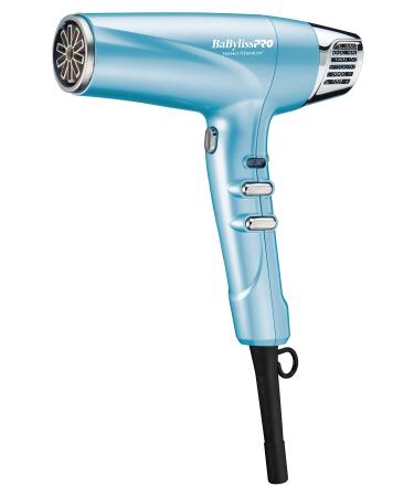 BaBylissPRO Nano Titanium Hair Dryer Professional 2000-Watt Blow Dryer Ionic Technology Dries Hair Faster With Less Frizz Dual Ionic Hair Dryer Blue