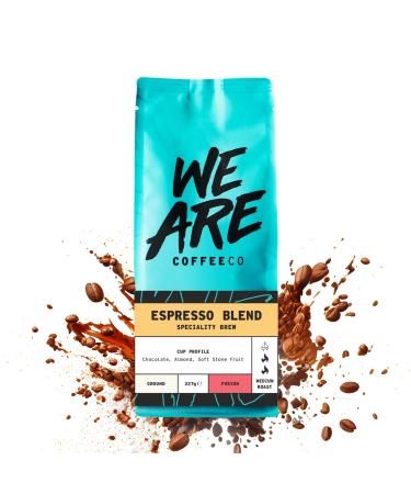 Coffee Ground 227g Bag Espresso Blend Ground Coffee Chocolate Nuts & Fruits Notes 100% Arabica & Robusta Medium Roast Speciality Freshly Roasted (We Are Coffee Co)
