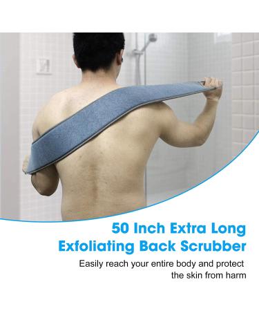 50 Loofah Back Scrubber - Extra Long Natural Flax Exfoliating Shower Tool for Deep Cleansing | Men & Women | Includes Wall Hook - Buy Online on SooperMarket.com