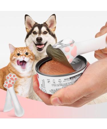Pet Food Can Spoon & Opener Spatula Set for Dog Cat Cans | Food Safe BPA Free Cat Wet Food Spoon | Washable Lightweight Cute Cat Paw Shape Can Opener Multifunction