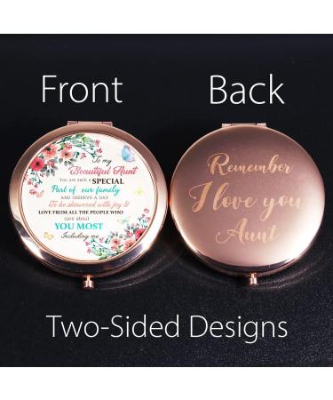 Personalized Rose Gold Compact Mirror - Unique Gift for Aunt | Aunt Quote | Meaningful Birthday Present from Niece - Buy Online on SooperMarket.com