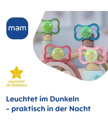 Mam Supreme Night Schnuller Set - Baby Pacifiers for Healthy Development 6-16 Months Prevents Skin Irritation Includes Pacifier Box Hedgehog/Universe Beige-Tartrosa/Mint - Buy Online on SooperMarket.com