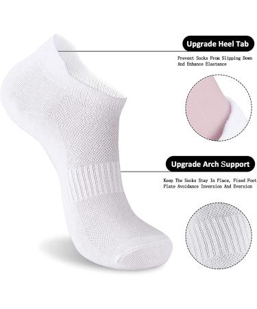 Brookhaus Women's Ankle Socks 6-Pack - White (Size 6-9) | Low Cut Athletic Running Socks for Women - Buy Online on SooperMarket.com