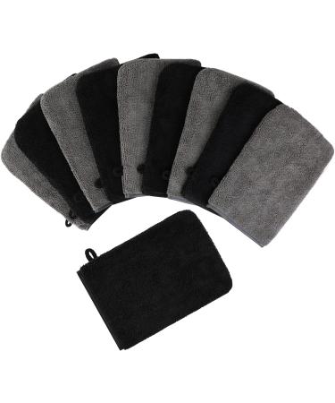 PHOGARY 10 Pack Microfiber Body Wash Mitts - Reusable Makeup Remover Gloves - European Style Bath Spa Cloth - Black and Grey (6.8 inch) - Buy Online on SooperMarket.com
