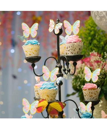 60 Pcs Butterfly Cupcake Toppers Birthday Party Decor 3D Blue Pink Gold Butterfly Cake Topper Picks Decor for Girls Women Birthday Party Baby Shower Wedding Cake Ornaments Party Decoration(blue pink) Colorfurpink - Buy Online on SooperMarket.com