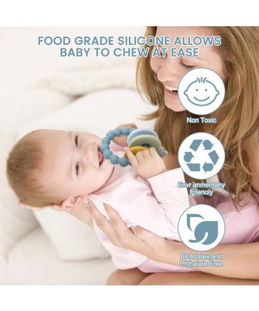BPA-Free Baby Bite Ring Toy Keys | Teething Aid for Babies 3+ Months | Blue Bite Ring - Buy Online on SooperMarket.com