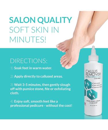 Extra Strength Callus Remover Gel 8oz - Salon Grade Pedicure Supplies for Rough, Dry Skin - Heavy Duty Foot Callus Remover with Cool Mint - Professional Home Treatment - Buy Online on SooperMarket.com