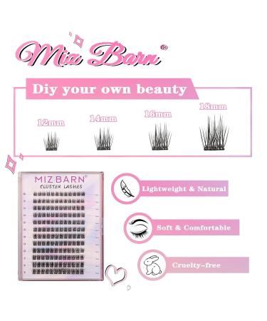 MIZ BARN Lash Clusters - 144pcs D Curl Eyelash Extensions (12-18mm) - Fluffy False Eyelashes for DIY at Home - Buy Online on SooperMarket.com