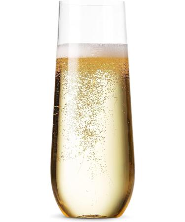 36 Pack Stemless Plastic Champagne Flutes - 9 Oz Clear Toasting Glasses | Shatterproof, Recyclable, BPA-Free - Munfix - Buy Online on SooperMarket.com