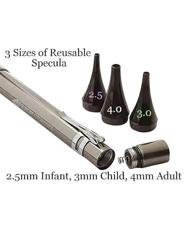 Dr Mom Slimline Stainless LED Pocket Otoscope - Third Generation with Soft White Natural Hue Light Spectrum - Clamshell Packaging - Buy Online on SooperMarket.com