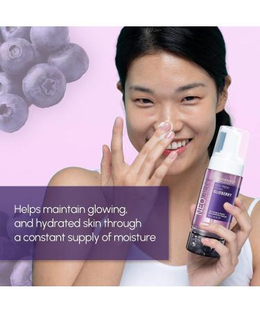 NEOGENLAB DERMALOGY Real Fresh Foam Cleanser Blueberry 5.6 Fl Oz - Hydrating Korean Skin Care - Buy Online on SooperMarket.com