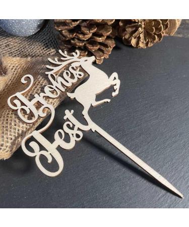 Merry Christmas Wooden Cake Topper - Festive Cake Decoration for Holiday Celebrations - Buy Online on SooperMarket.com